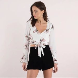 Honey Punch | Floral Button Up Crop Top Tie Waist